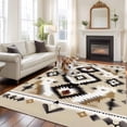 thumbnail image 5 of 6x9 Washable Area Rug, Retro Ethnic Art Non-Slip Large Rectangle Rug for Living Room Dining Room, Abstract Beige Brown Weaving Indoor Floor Mat for Home Decor, 5 of 9