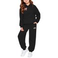 thumbnail image 3 of CPNG Girls 2 Piece Outfits Football Bow Print Long Sleeve Hoodie with Matching Jogger Pants Kids Loose Casual Sweatsuit Set, 3 of 5