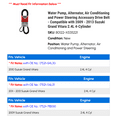 thumbnail image 2 of Water Pump, Alternator, Air Conditioning and Power Steering Accessory Drive Belt - Compatible with 2009 - 2013 Suzuki Grand Vitara 2.4L 4-Cylinder 2010 2011 2012, 2 of 2