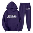 thumbnail image 4 of Aihuaihua Jesus Sweat Suits for Men Christian Letter Print Fall Winter Outfit Religious Pullover Hoodie Sweatshirt and Jogger Trackpant Tracksuit 2 Pieces Set Dark Purple M, 4 of 5
