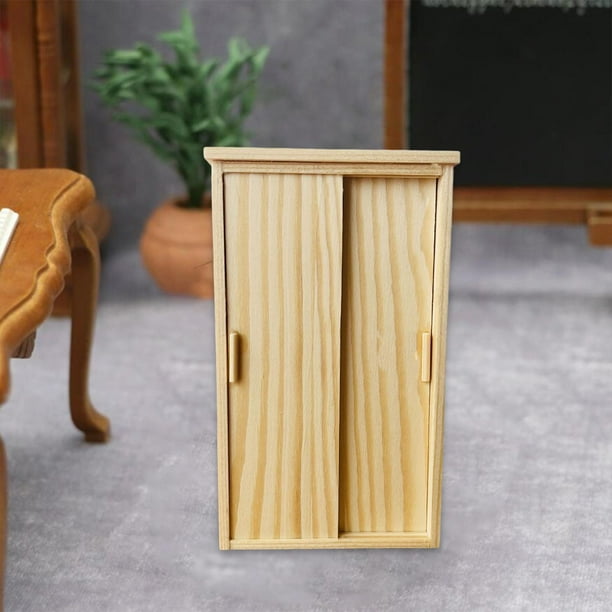 TISHITA 1/12 Dollhouse Wardrobe Unpainted Simulation Closet Wooden