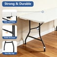 thumbnail image 5 of HaiCube 6FT Folding Table, Heavy Duty Portable Table, Waterproof HDPE, Foldable for Picnic, Party, Camping, Dining, BBQ, Indoor & Outdoor, White, 5 of 10