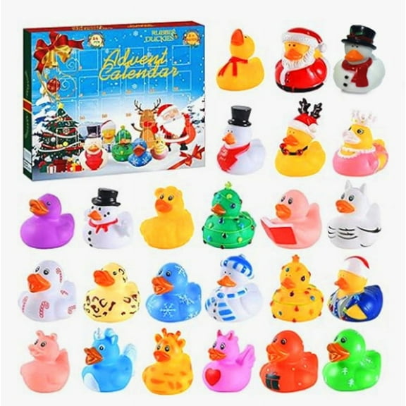 24 Countdown Christmas Rubber Duck Arrival Calendar, 2024 Rubber Duck Bath Toy Arrival Calendar, 24 Day Christmas Countdown Calendar Gift