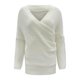 thumbnail image 1 of Gibobby Sueter para mujer invierno Suéter de punto de ajuste versátil de manga larga con de sensación de cuello en V sexy de color sólido para mujer(Blanco,Talla única), 1 of 4