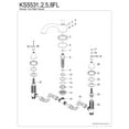 thumbnail image 3 of Kingston Brass KS5531FL Royale Two-Handle Deck Mount Roman Tub Faucet, Polished Chrome, 3 of 4