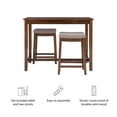 thumbnail image 3 of Linon Claridge Wood 3 Piece Counter Dining Set Gray Padded Seats in Rustic Brown, 3 of 11