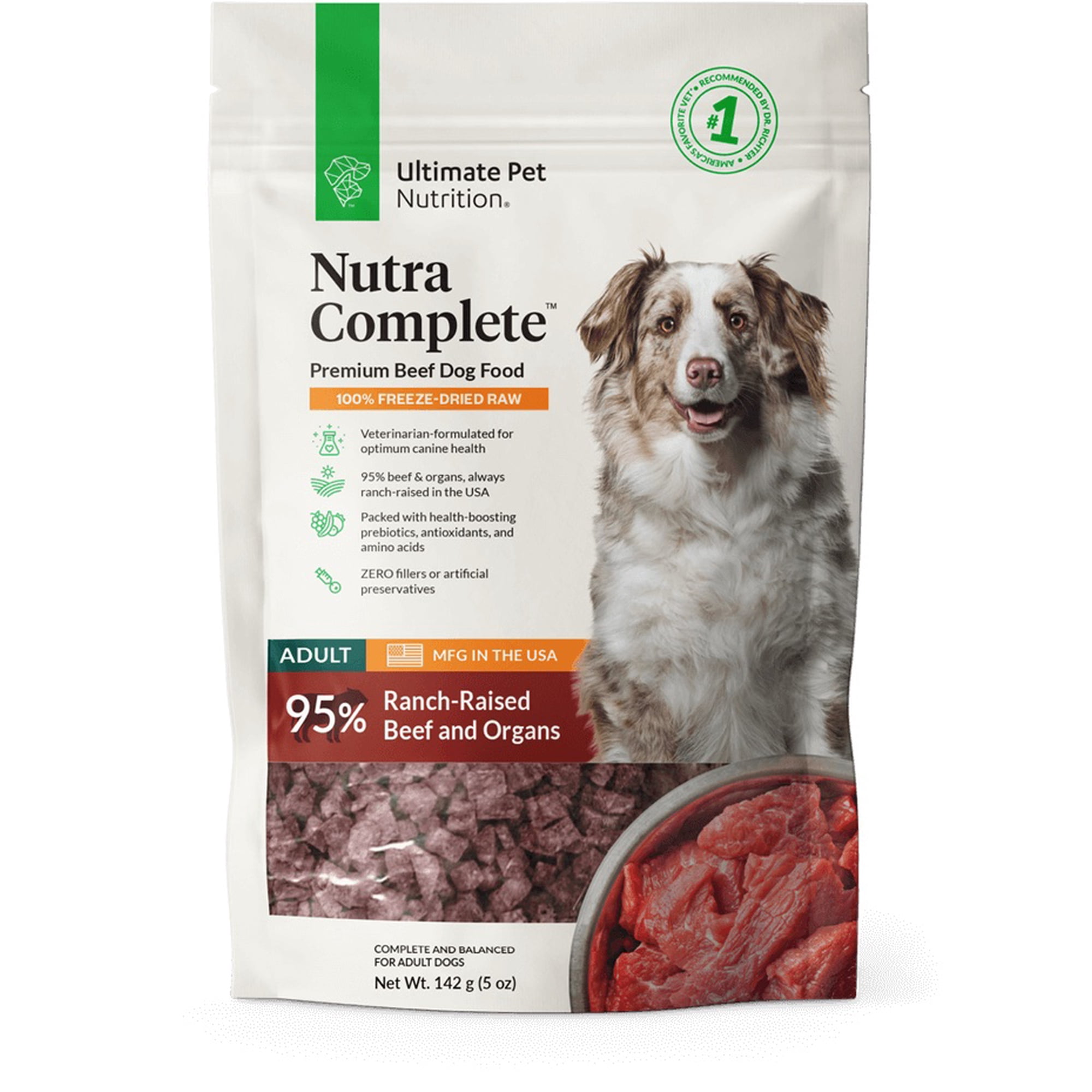 Ultimate Pet Nutrition Nutra Complete Premium Beef Recipe Adult Freeze Dried Dog Food, 16 oz.