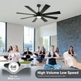 thumbnail image 5 of 72 inch Outdoor Ceiling Fans for Patios, 8 Blades Modern Black Large Airflow Industrial Ceiling Fan, 5 of 7