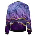 thumbnail image 5 of Women's Stylish Purple Marble Print Bomber Jacket with Gold Accents, Lightweight Casual Zip-Up Coat, 5 of 5
