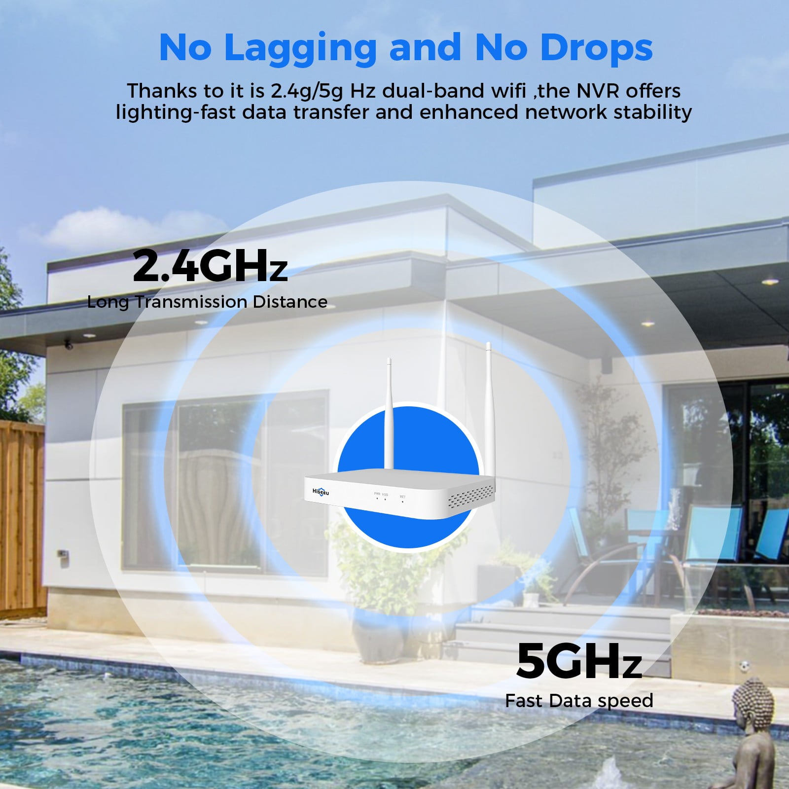 Hiseeu Solar Wireless Wifi Outdoor Security Cameras, 2K/4MP Home Security System, 4 Camera Kit with 2-Way Audio, Solar Powered, Spotlight, Night Vision, No Monthly Fee, 500GB Local Storage