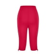 thumbnail image 4 of USNSM Summer Casual Capri Pants for Women Solid Color Slim Fit Drawstring Straight Pants Comfortable Hem Tie Capri Pants Red M, 4 of 6
