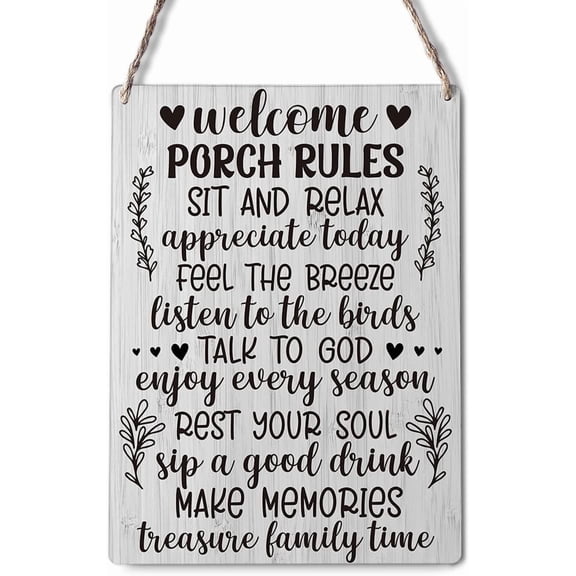 Farmhouse Welcome to Our Patio Wooden Sign Wall Decor Rustic Where We Make Memories Patio Wood Plaque Hanging Sign Decoration for Home Door Outdoor 8x12