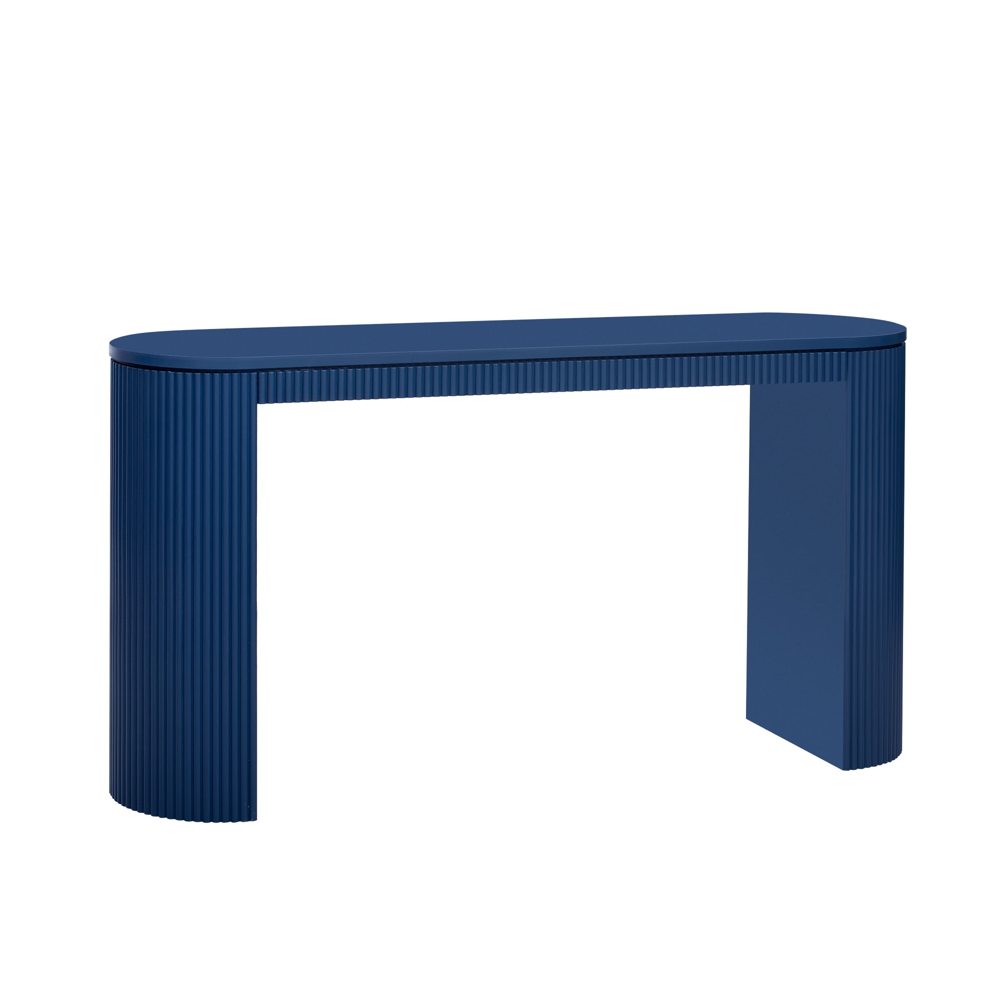 EUROCO 59.2" Long Curved Console Table with Vertical Stripe , Narrow Sofa Table Behind The Couch, Wooden Rectangular Entryway Table for Entrance, Hallway, Living Room,Navy