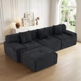 thumbnail image 2 of 120" Boneless Sectional with Ottoman, 3-Seater Chenille Frameless Couch, Modern L-Shaped Modular Sofa for Living Room, No Assembly Required, Black, 2 of 12