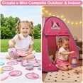 thumbnail image 3 of Kids Camping Set with Tent, 42PCS Pop Up Tent, Indoor Outdoor Pretend Play with Tea Party Set for Little Girls, Princess Toys for Toddler Girls, Gift Idea for Girls Age 3 4 5 6 Year Old, 3 of 10