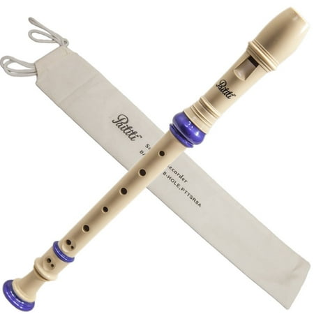 Paititi Soprano Recorder 8-Hole With Cleaning Rod + Carrying Bag, Creamy Blue Key of