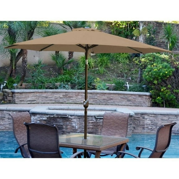 Jeco 9' Aluminum Market Patio Umbrella with Crank in Brown