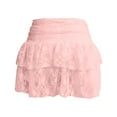 thumbnail image 4 of EDFBUYKRS Female Skirts Winter Skirts for Women 2026 Knee Length Layered Tiered Ruffle Mini Skirt with Lace Trim Flowy Party Wear Feminine Style for and Girls, 4 of 4