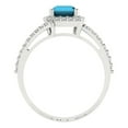 thumbnail image 4 of 1.935 ctw with Simulated Diamond Halo Accents Anniversary Ring for Women | Emerald Cut Simulated Turquoise | Hyperallergenic Solid 14K White Gold, 4 of 5