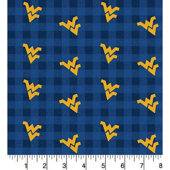 West virginia University Cotton Fabric-Sold by the Yard-Buffalo Plaid Design