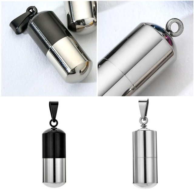 2 piezas de collar de píldora hueca para hombre, soporte para cenizas de cineraria cineraria cineraria de cremación de material acero inoxidable Yinane collar de oración