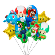 Super Mario Party Decorations Balloons,8pcs Super Mario Bros Balloons Including Mario Mushroom Foil Balloon & Star Foil Balloons etc Super Mario Foil Balloons for Boys Kids Mario Themed Party