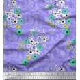 thumbnail image 1 of Soimoi Viscose Chiffon Fabric Check,Leaves & Cosmos Floral Print Sewing Fabric Yard 42 Inch Wide, 1 of 1