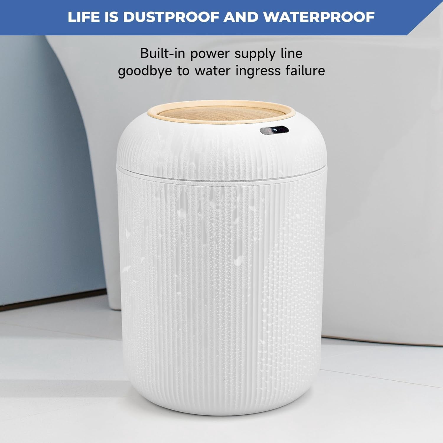 2 Pack Automatic Motion Sensor Bathroom Trash Can with Lid, 3 Gallon / 11 L Touchless Trash Bin, Smart Plastic Garbage Can, Intelligent Trash Can for Bedroom, Bathroom, Kitchen, Office, White