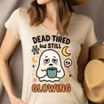 thumbnail image 4 of Dead Tired But Still Glowing Ghost Graphic Tee Unisex T-Shirt, Navy, Size 3XL, 4 of 6