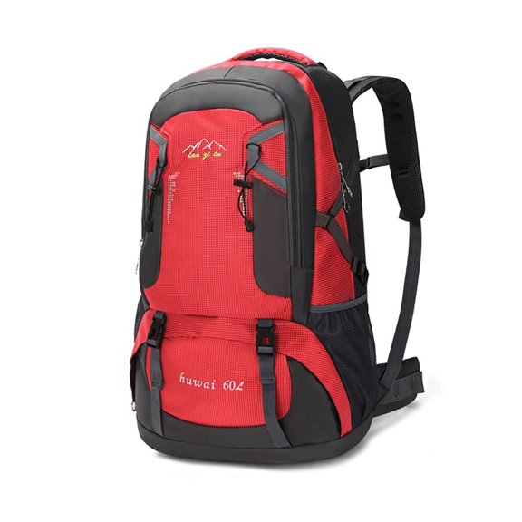 Naiovety de 60L para acampar al aire libre, mochilas de gran capacidad, para escalada, viaje de pesca, bolsa ligera plegable Ropa Deportiva, Zapatos Rojo