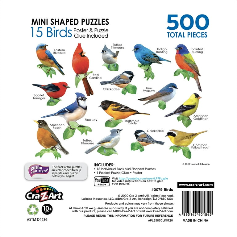 Cra-Z-Art 500-Piece Songbirds I, 15 Multi-Shaped Jigsaw Puzzles