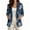 Daisy Denim Texture, variant on Musical Note Print Faux Linen Blazer Jacket for Women Casual One Button Suit Jacket with Pockets Breathable Cardigan Coat for Spring Summer Fall, 3XL