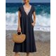 thumbnail image 5 of Vestido midi Zhyaj, holgado, túnica de verano, playa, con bolsillos, algodón, 5 of 7