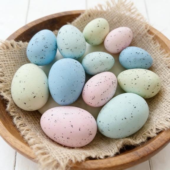 Faux Speckled Easter Eggs Bowl & Vase Filler – Decorative Faux Eggs for DIY Spring Displays, Easter Home Decor & Holiday Table Accents(15PCS)