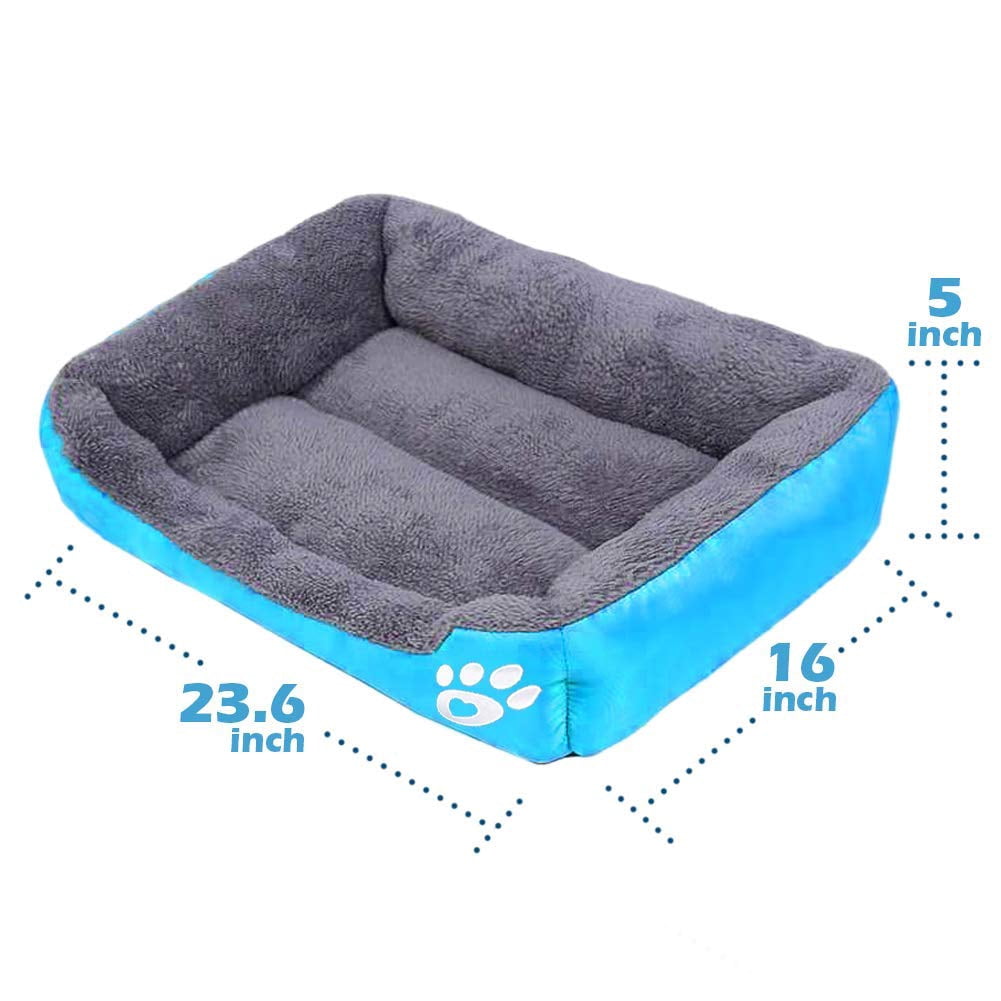 Square Plush Dog Bed Mattress Soft Washable Kennel with Waterproof Anti-Slip Bottom for Small Medium Large Pets