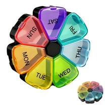 Oazouf Extra Large Rainbow Weekly Pill Organizer, BPA-Free Travel Pill Box Case for Pills, Tablets, Vitamins, Fish Oil, Supplements