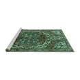 thumbnail image 2 of Ahgly Company Machine Washable Indoor Round Persian Turquoise Blue Traditional Area Rugs, 5' Round, 2 of 4