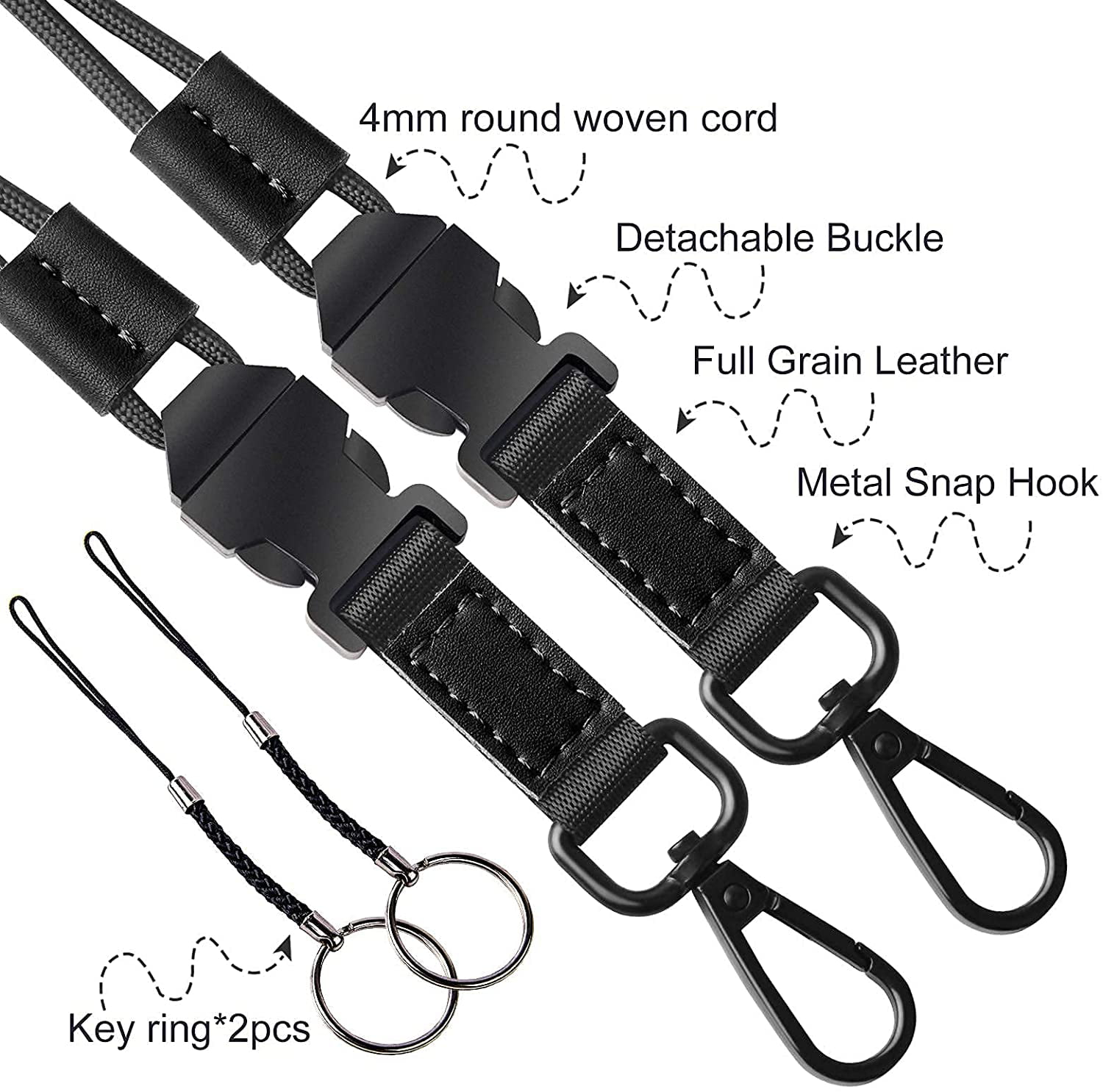 UTOPER Safety Lanyard for Keys Breakaway Detachable Long Leather Badge Lanyard for ID Badge Holder Neck Lanyard Keychain Adjustable Length Straps for Men Women Brown 