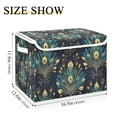 thumbnail image 5 of Yayeee Collapsible Cube Storage Bin with Lid Fabric Closet Decorative Basket with Handles, Gold Peacock Pattern, 5 of 7