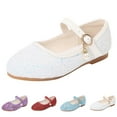 thumbnail image 6 of Otqutp Girls Sequins Sandals with Strap Pearl Closed Toe Ankle Low Heel Princess Wedding Dance Shoes Fancy Non Slip Sandals, 6 of 6