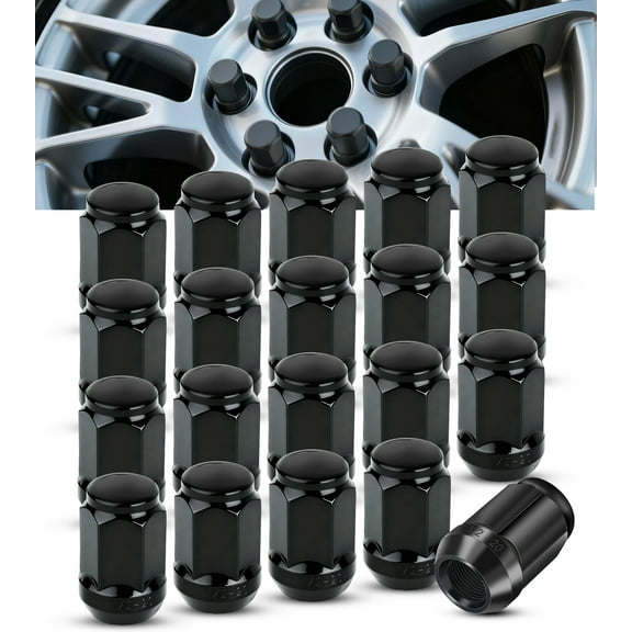 20PCS 1/2-20 Lug Nuts, Replacement for 1987-2018 Jeep Wrangler,2002-2012 Liberty,1993-2010 Grand Cherokee,1991-2019 Ford Explorer,1994-2001Dodge Ram1500 Aftermarket Wheel Black Closed End Lug Nut.