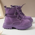 thumbnail image 4 of BOBOGOJP Girls Boots Fashion Ankle Boots for Girls with Low Heel Short Suede Booties with Bow for Toddler/Little Kids Purple for Size 11.5, 4 of 8