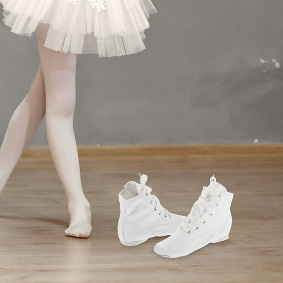 LOLIPPYY White High Top Canvas Jazz Shoes for Kids with Superior Ankle Support and Breathable Comfort Size 10.5