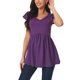 thumbnail image 4 of INSPIRAR CHIC Blusas de Mujer T Shirt con Volantes de Manga Corta Fluidas Ocultan Barriga Top Babydoll V Cuello S Púrpura, 4 of 5