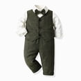 thumbnail image 2 of 6-12 Months Infant Newborn Boy Clothes Set 3Pcs Long Sleeve Stripe Shirt Vest Tops Pants 3Pcs Kids Gentleman Bowtie Set Outfits 9 12 18 24 Months 2T 3T 4T 5T Toddler Fall Winter Outfit,Blue, 2 of 4