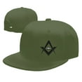 thumbnail image 4 of DouZhe Flat Brim Cap Snapback Hat, Freemason Compass Eye Prints Adjustable Green Adult Baseball Cap, 4 of 6