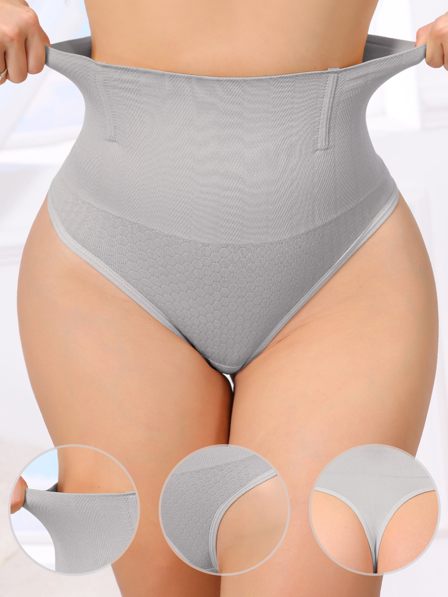 DARING DIVA Women's High Waisted Briefs Tummy Control Badyshaper M Grey