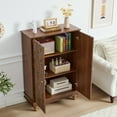 thumbnail image 5 of Wirrytor Walnut Sideboard Cabinet with 2 Doors for Hallway Entrance, Carved Wood Accent Cabinet for Living Room, Vintage Textured Decorative Credenza for Dining Room Storage, 5 of 8