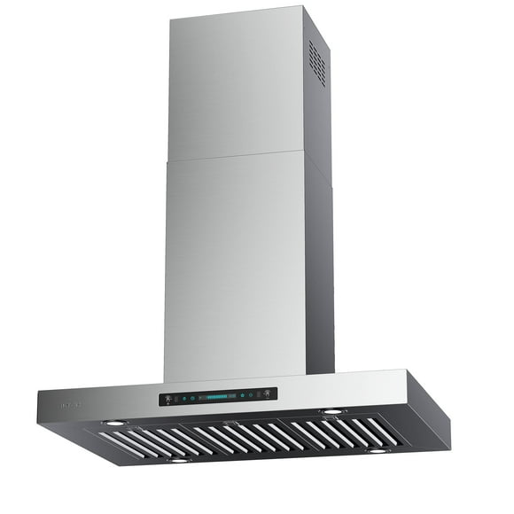 IKTCH Hotte de Cuisinière Îlot Améliorée de 42 Pouces, Hotte à Conduit de 900 CFM avec Ventilateur à 4 Vitesses, Hotte en Acier Inoxydable de 42 Pouces avec Détection des Gestes et Commande Tactile Rendant la Vie Plus Intelligente IKIS02-42