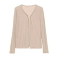thumbnail image 5 of Baberdicy Coffee Women's Thin Long Sleeved V Neck Jacket Knitted Air Conditioning Shirt Cardigan Tops, L, 5 of 9